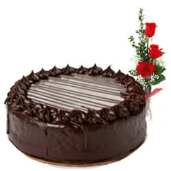 Order Red Roses N Chocolate Cake Online