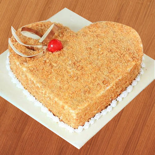 Deliver Heart-Shape Butter Scotch Cake Online Deliver Heart-Shape Butter Scotch Cake Online
