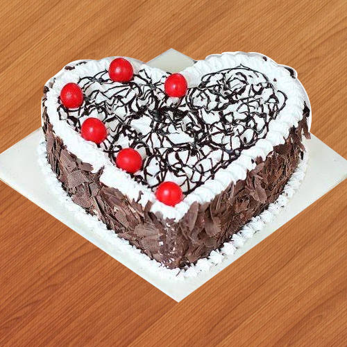 Buy Online Black Forest Cake in Heart-Shape Buy Online Black Forest Cake in Heart-Shape