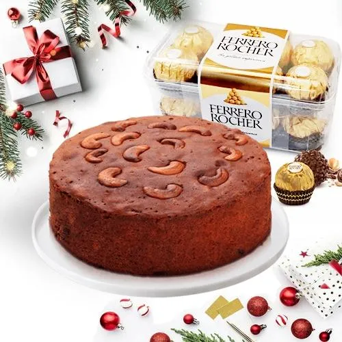 Delectable Dry Plum Cake with Ferrero Rocher	