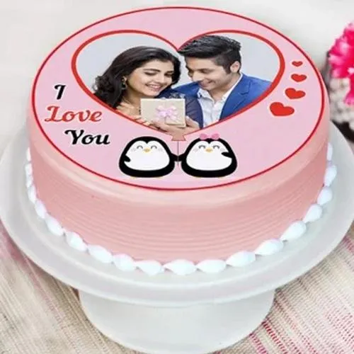 Propose Day Special Personalized Strawberry Photo Cake