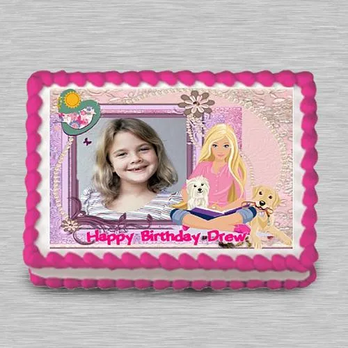Elegant Barbie Personalized Photo Cake for Birthday
