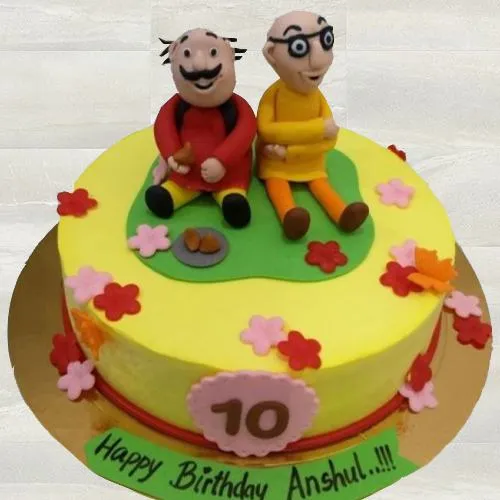 Oven-Fresh Motu Patlu Designed Fondant Cake