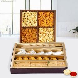 Assorted Dry Fruits with Assorted Sweets with free Roli Tilak and Chawal. Assorted Dry Fruits with Assorted Sweets with free Roli Tilak and Chawal.