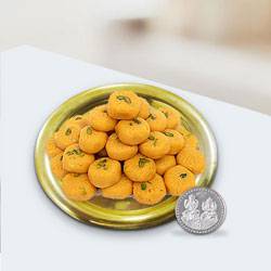 Haldirams Ladoo N Gold Plated Thali , Free Coin Haldirams Ladoo N Gold Plated Thali , Free Coin