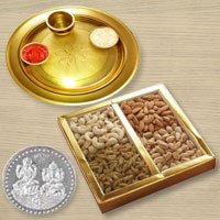 Dri Fruits N Gold Plated Thali , Free Coin Dri Fruits N Gold Plated Thali , Free Coin
