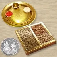 Dri Fruits N Gold Plated Thali  Free Coin