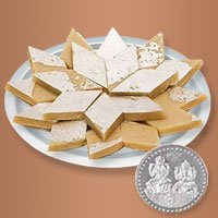 Haldirams Badam Katli N Gold Plated Thali , Free Coin Haldirams Badam Katli N Gold Plated Thali , Free Coin