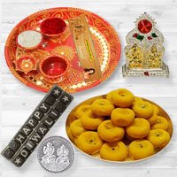 Pooja Samagri Hamper with Peda and Chocolate with free silver plated coin for Diwali. Pooja Samagri Hamper with Peda and Chocolate with free silver plated coin for Diwali.