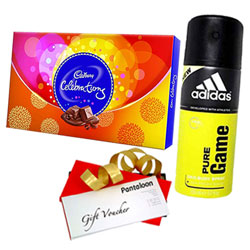 Beautiful Gift Pack of Cadbury Celebration, Adidas Deo and Pantaloons Voucher Beautiful Gift Pack of Cadbury Celebration, Adidas Deo and Pantaloons Voucher