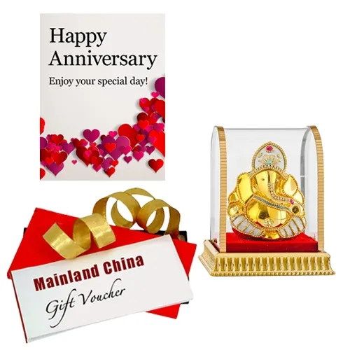 Admirable Selection of Vighnesh Idol, Anniversary Card and Mainland China Gift Voucher