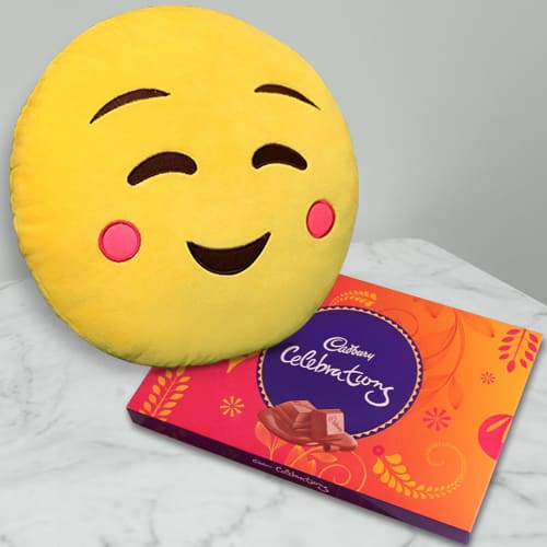 Lip-Smacking Cadbury Celebration with Emoji Hanging Cushion Lip-Smacking Cadbury Celebration with Emoji Hanging Cushion