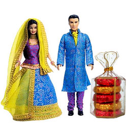 Fabulous Pairing of Barbie N Ken Doll Set with Handmade Chocolates Fabulous Pairing of Barbie N Ken Doll Set with Handmade Chocolates