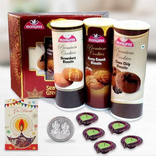 Crsipy Cookies Pack with Diya n Card Crsipy Cookies Pack with Diya n Card