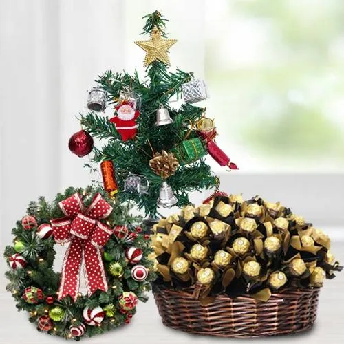 Yummy Ferrero Rocher Chocolates arranged in Basket