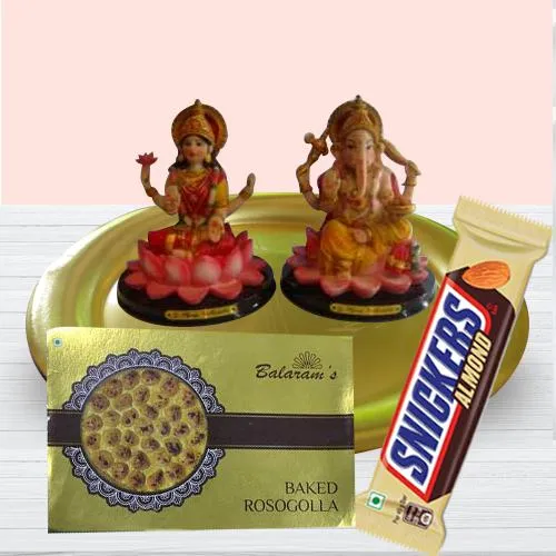 Marvelous Gift of Puja Thali with Balaram Mullick Baked Rasgulla n Chocolate
