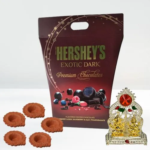 Premium Gift of Religious Mandap n Hersheys Dark Chocolate with Mud Diya