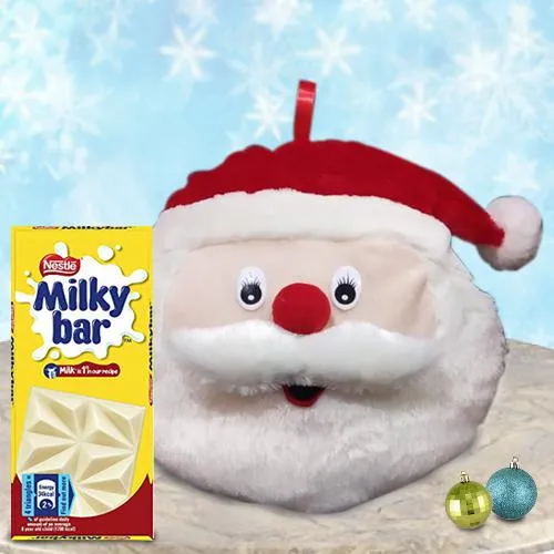 Trendy Santa Claus Emoji Cushion n Milky Bar for Xmas Gift for Kids