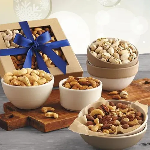 Resplendent Nutty Assortment Wooden Gift Box on Christmas