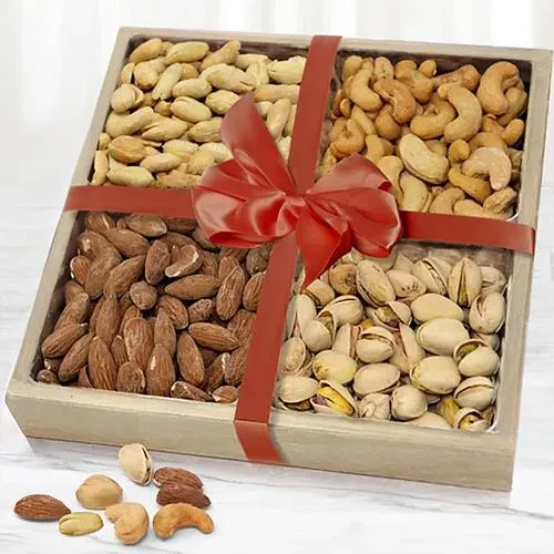Marvelous Wooden Tray of Salted Dry Fruits for Xmas