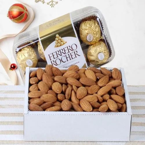 Classy Xmas Gift of Fresh Almonds n Ferrero Rocher Chocolates