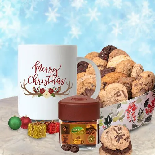 Fancy Xmas Personalized Gift of Coffee with Mug n Cookies