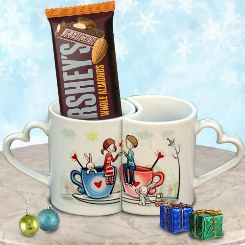 Fancy Personalized Couple Mug n Hersheys Chocolate Bar