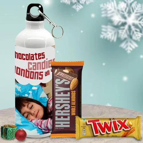 Fancy Personalized Presto Metal Bottle with Chocolates