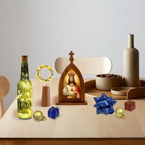 Awesome Holy Cross Statue n LED Wine Bottle Cork Light Combo Awesome Holy Cross Statue n LED Wine Bottle Cork Light Combo