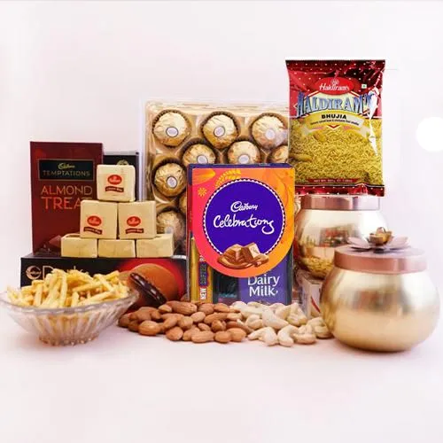 Tasty Chocolates, Dry Fruits n Haldiram Snacks Gift Combo