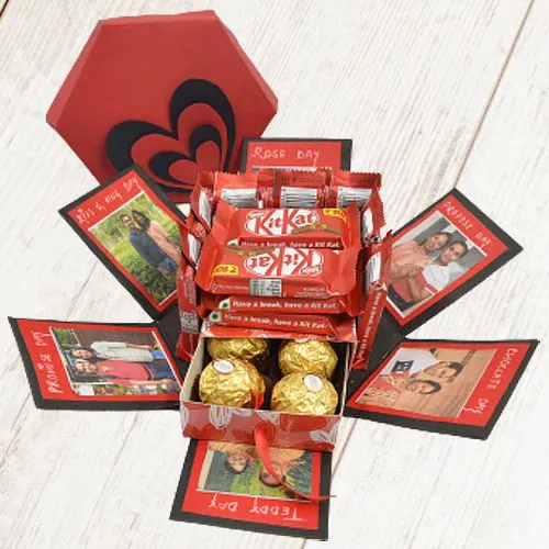 Lovely Hexagonal Explosion Box of Ferrero Rocher n Kitkat