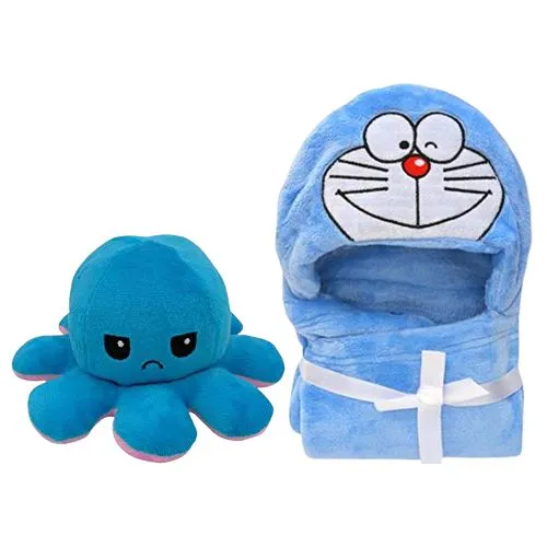 Alluring Blue Bath Towel N Octopus Soft Toy Combo