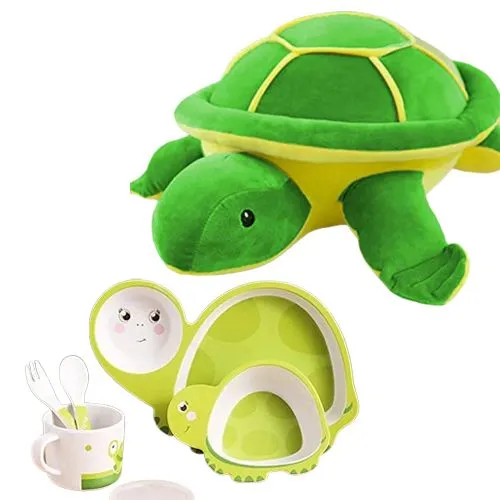 Attractive Turtle Toy N Dinner Set Gift Combo