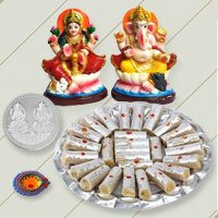 Ganesh Lakshmi with Kaju Pista Rolls from Haldiram Ganesh Lakshmi with Kaju Pista Rolls from Haldiram