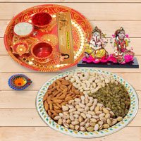 Diwali Puja Thali with Ganesh Lakshmi & Dry Fruits Diwali Puja Thali with Ganesh Lakshmi & Dry Fruits