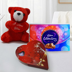 Celebrate Love Hamper with Chocolates and Teddy Celebrate Love Hamper with Chocolates and Teddy