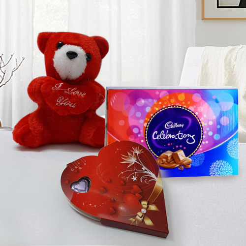 Celebrate Love Hamper with Chocolates and Teddy Celebrate Love Hamper with Chocolates and Teddy