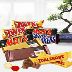 Delicous Chocolate Bars Hamper with free Roli Tilak and Chawal Delicous Chocolate Bars Hamper with free Roli Tilak and Chawal