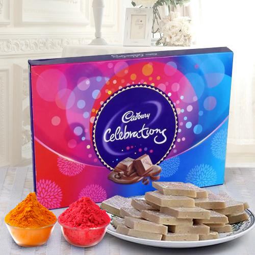 Haldirams Kaju Katli and a Box of Cadburys Celebrations Haldirams Kaju Katli and a Box of Cadburys Celebrations