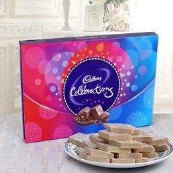 Haldirams Kaju Katli and a Box of Cadburys Celebrations Haldirams Kaju Katli and a Box of Cadburys Celebrations
