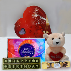Say Happy Birthday with Teddy and Chocolate HAmper Say Happy Birthday with Teddy and Chocolate HAmper