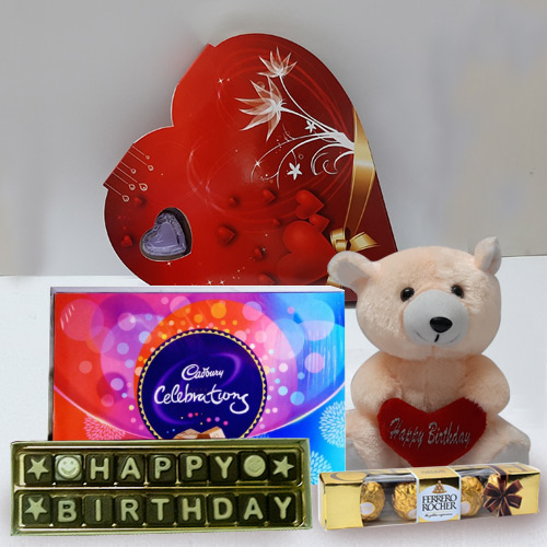 Say Happy Birthday with Teddy and Chocolate HAmper Say Happy Birthday with Teddy and Chocolate HAmper
