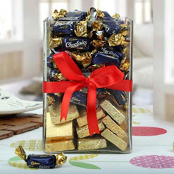 Enticing Cadbury Eclairs n Handmade Chocolate in a Glass Jar Pack Enticing Cadbury Eclairs n Handmade Chocolate in a Glass Jar Pack
