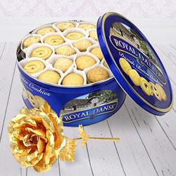 Crunchy Christmas Cookies and Gold Rose Gift Set Crunchy Christmas Cookies and Gold Rose Gift Set