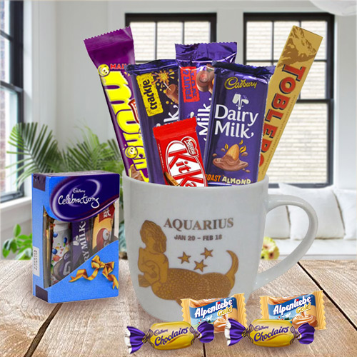 Sensational Chocolates and Mug with Aquarius Astrological Sign Print Gift Set Sensational Chocolates and Mug with Aquarius Astrological Sign Print Gift Set