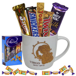 Stunning Collection of Chocolates with Virgo Sun Sign Printed Mug Stunning Collection of Chocolates with Virgo Sun Sign Printed Mug
