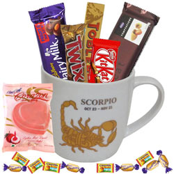 Fantastic Scorpio Sun Sign Printed Mug with Chocolate Assortment Fantastic Scorpio Sun Sign Printed Mug with Chocolate Assortment