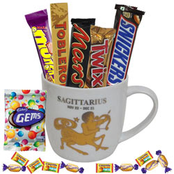 Exotic Sagittarius Sun Sign Printed Mug and Chocolate Hamper Exotic Sagittarius Sun Sign Printed Mug and Chocolate Hamper