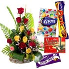 15 Mixed Roses with Assorted Cadburys Chocolates 15 Mixed Roses with Assorted Cadburys Chocolates