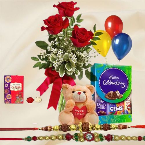 Pure Appreciation Combo Gift Set with Free 2 Rakhis and Roli Tilak Chawal Pure Appreciation Combo Gift Set with Free 2 Rakhis and Roli Tilak Chawal